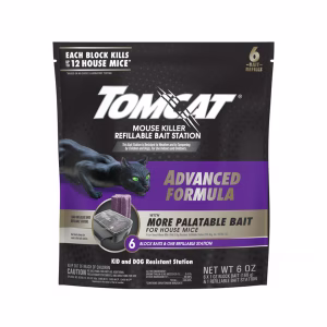 Tomcat Advanced Formula Bait Station and Bait Blocks For Mice 6 oz 6 pk