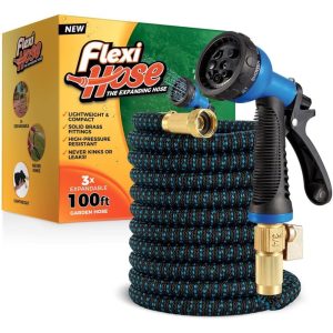 Flexi Hose Expandable Garden Hose with 8 Function Nozzle, 100FT