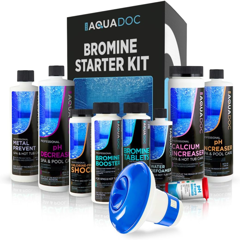 Aquadoc Bromine Hot Tub Starter Kit for Spas, Complete Spa Maintenance Kit with Bromine Tablets & Complete Hot Tub Chemicals Starter Kit