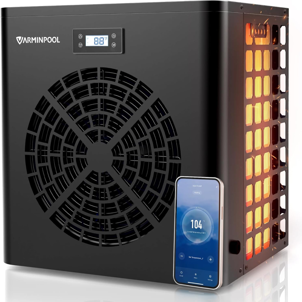 Pool Heat Pump 16000 BTU, 110V Electric Pool Heater for Above Ground Pools up to 5400 Gallons