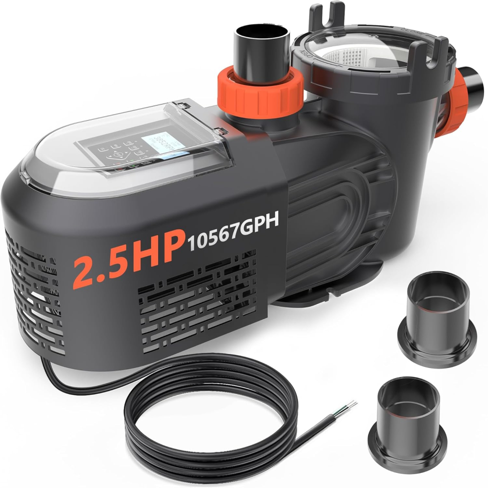 Variable Speed Pool Pump Inground, 2.5HP, 10567GPH High Flow Energy Efficient Pool Pump for Above Ground Pool