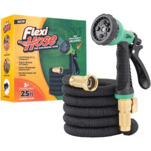 Flexi Hose Expandable Garden Hose with 8 Function Nozzle, 25FT