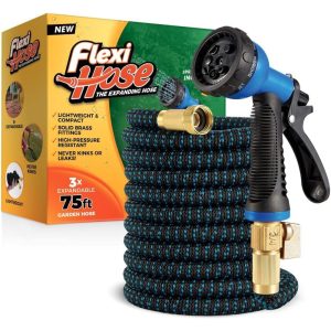 Flexi Hose Expandable Garden Hose with 8 Function Nozzle, 75FT