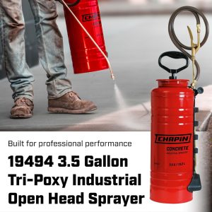 Chapin Industrial Sprayer, 3.5 Gallon Tri-Poxy Open Head Sprayer for Professional Concrete & Construction Applications