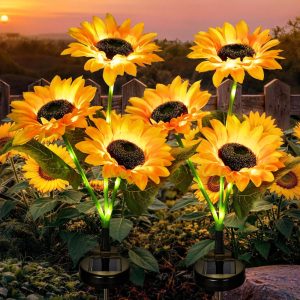 GIGALUMI Solar Garden Lights Artificial Sunflowers