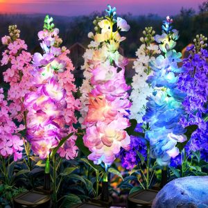 GIGALUMI Solar Lights Outdoor for Garden Decor, 3 Pack Solar Flower Lights Waterproof