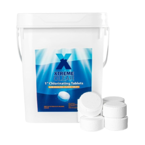 XtremeClear 5lbs 1" Chlorine Tabs for Swimming Pool Hot Tub & Spa Eliminate Bacteria & Algae Sanitizer Makes Water Clean & Crystal Clear Slow Dissolving, 5-Pounds