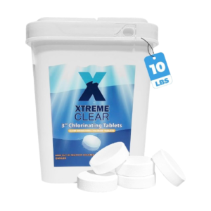 Xtremeclear 3-Inch Chlorine Tablets 99% Pure Tri-Chlor for Swimming Pools Above Ground, InGround, Spa, Hot Tub 10lbs Bucket